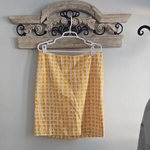 Talbots Sunny Yellow Checkered Pencil Skirt